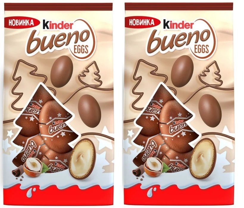 Конфеты Kinder Bueno Eggs с молочно-ореховой начинкой, 80г (2 шт) #1