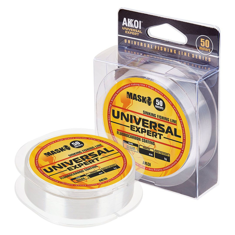 Монофильная леска MASK UNIVERSAL EXPERT прозрачная, размотка 50м, диаметр 0,30мм, тест 9,1кг, 1шт  #1