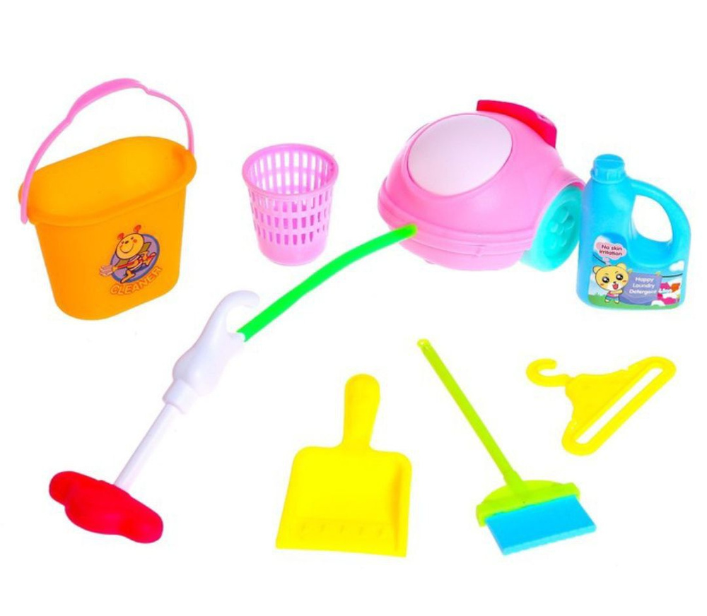 Набор игровой "Хозяюшка", 7 предметов: пылесос, ведро 2 шт, спрей, щётка, метёлка, совок, набор для кукол #1
