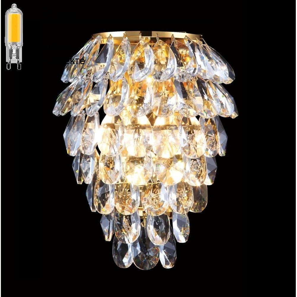 Бра с лампочками CRYSTAL LUX CHARME AP3 GOLD/TRANSPARENT+Lamps #1