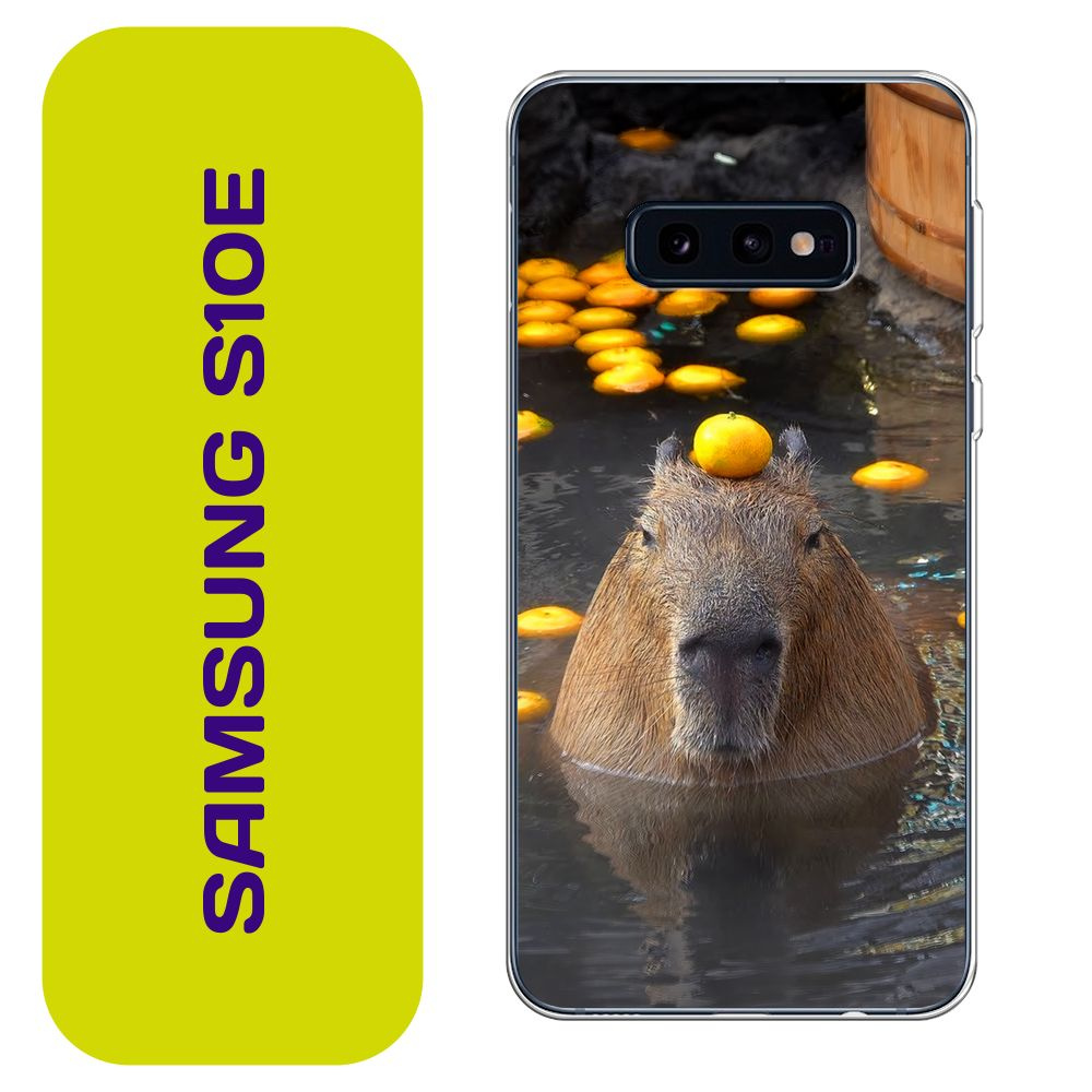 Чехол на Самсунг S10E / Samsung Galaxy S10E с принтом "Капибара отдыхает"  #1