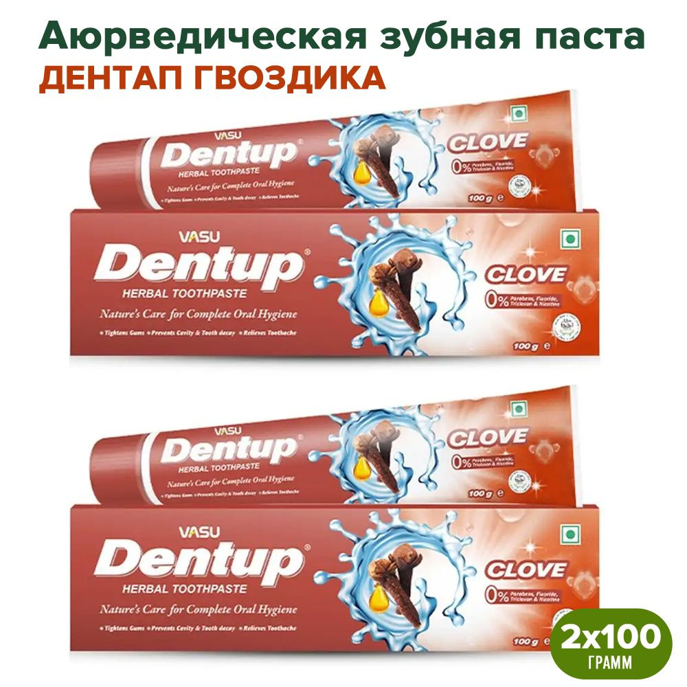 Аюрведическая зубная паста Vasu Дентап Гвоздика 2х100 г Dentup Clove  #1