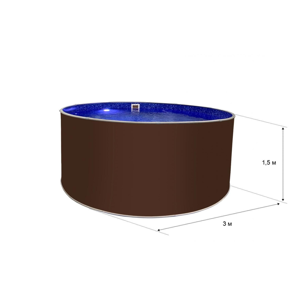 Круглый бассейн ЛАГУНА 3 х 1,25 м ; Темный шоколад, Чаша Мрамор 0.4/0.4 мм  #1