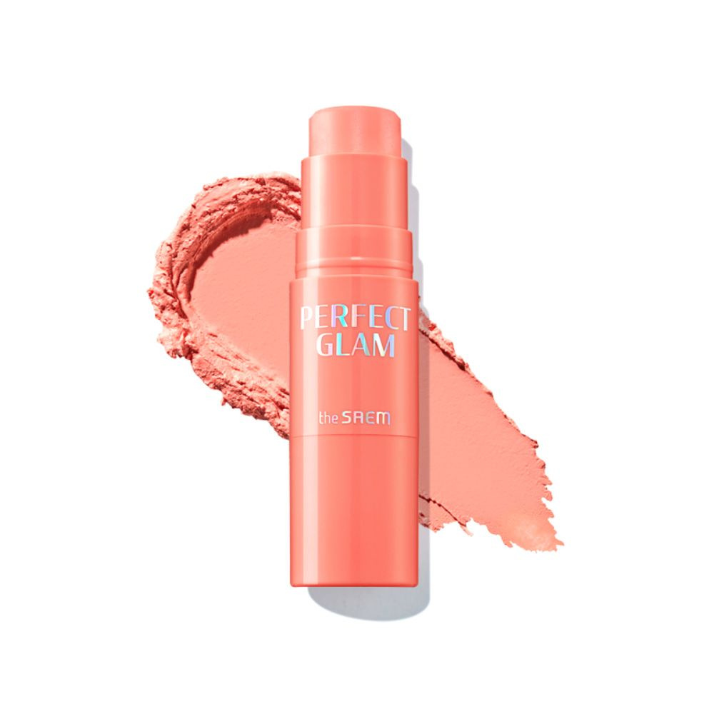 The Saem Perfect Glam Stick Blusher # CR01 apricot milk румяна, шейдинг и хайлайтер в формате стиков #1