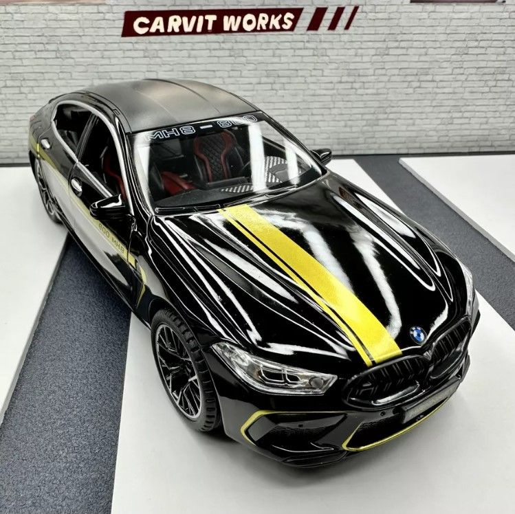 Металлическая инерционная машинка BMW M8 черная, масштаб 1:24  #1