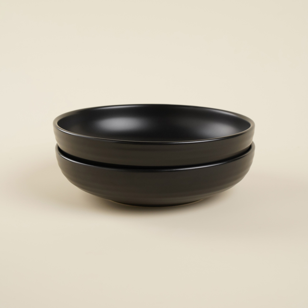 Набор тарелок глубоких SL Home "Дарк", 2 шт, диаметр 19 см, цвет черный  #1