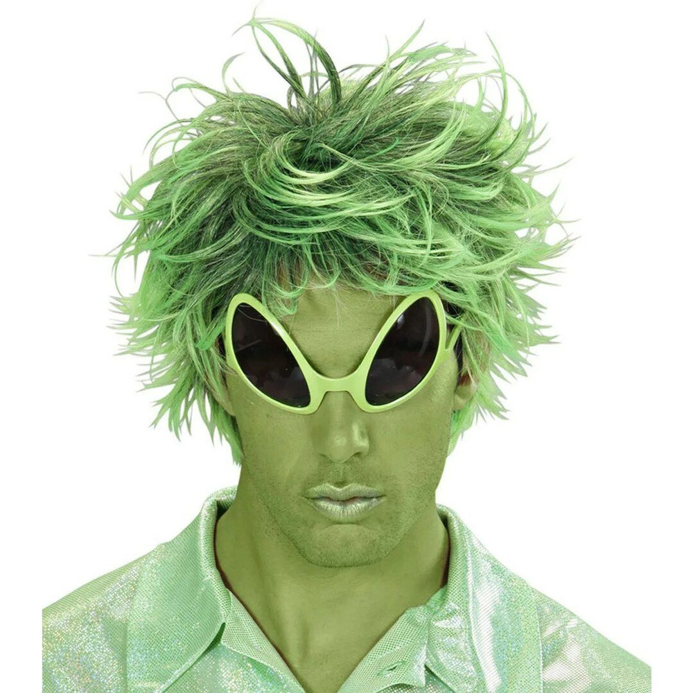 Карнавальные очки "Пришелец" зеленые матовые #1