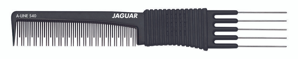 Расчёска для тупирования с вилообразной рукояткой, черная, 19.1 см, Jaguar, A540  #1