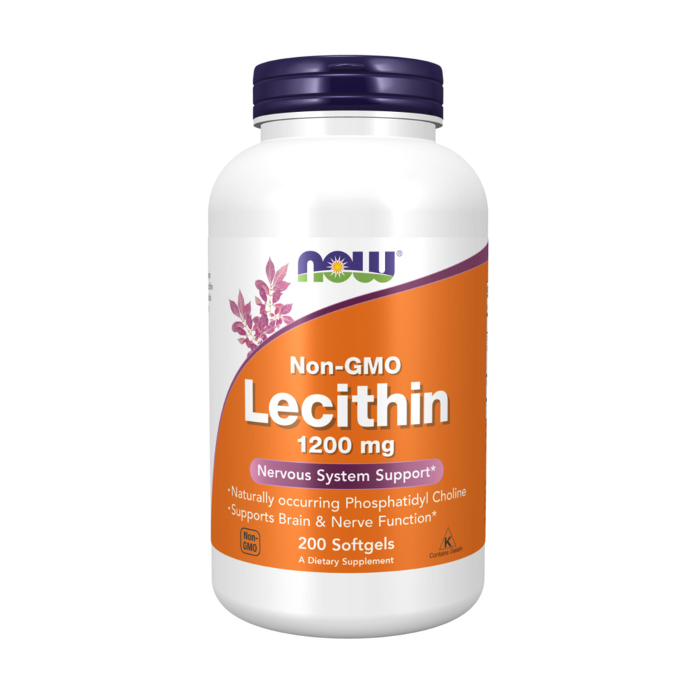 Лецитин "Тройная сила" 1200 мг, NOW Lecithin (Lecithin Triple Strength) - 200 желатиновых капсул (капс #1