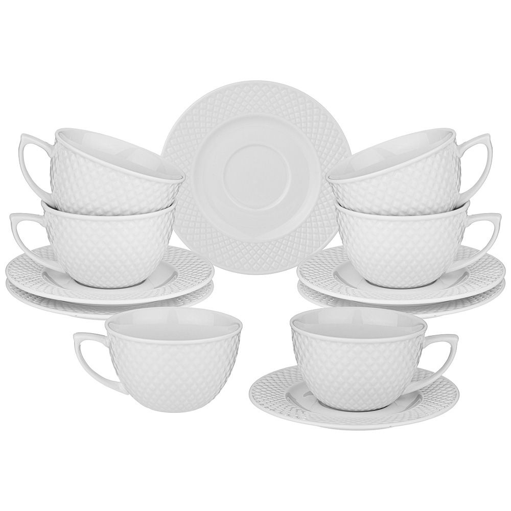 Чайный набор из фарфора LEFARD "ДИАМАНД" на 6 персон 12 предметов : чашка 230 мл 6 шт., блюдце 6 шт  #1