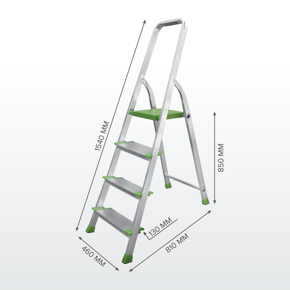 Стремянка 4 ступени алюминиевая Новая Высота NV2117 со ступенями 130 мм.  #1