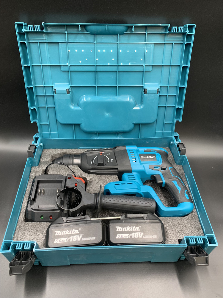 Перфоратор аккумуляторный Makita 18V 1350 Вт, 950 об.мин, 2.4 Дж, 3 ...