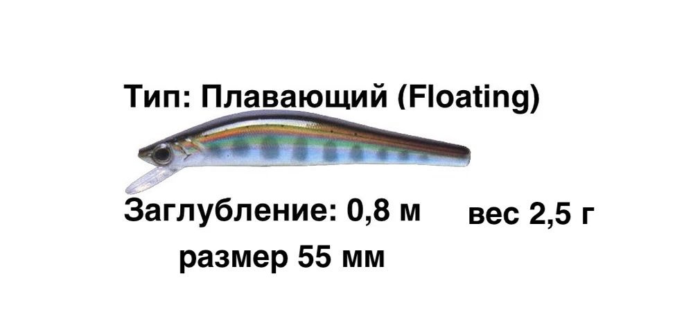 Плавающий воблер заглубление до 80 см (Minnow) вес 2,5г. Zenith Hyper - M 55 F 072 Yamame  #1