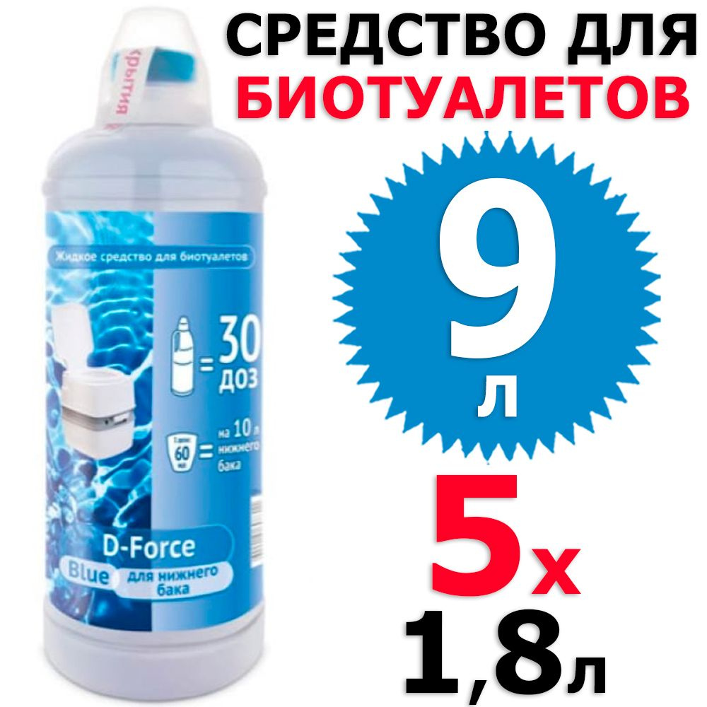 9 л Биосептик D-Force Blue для биотуалетов 5 бут х 1,8 л (всего 9 л) ВХ  #1