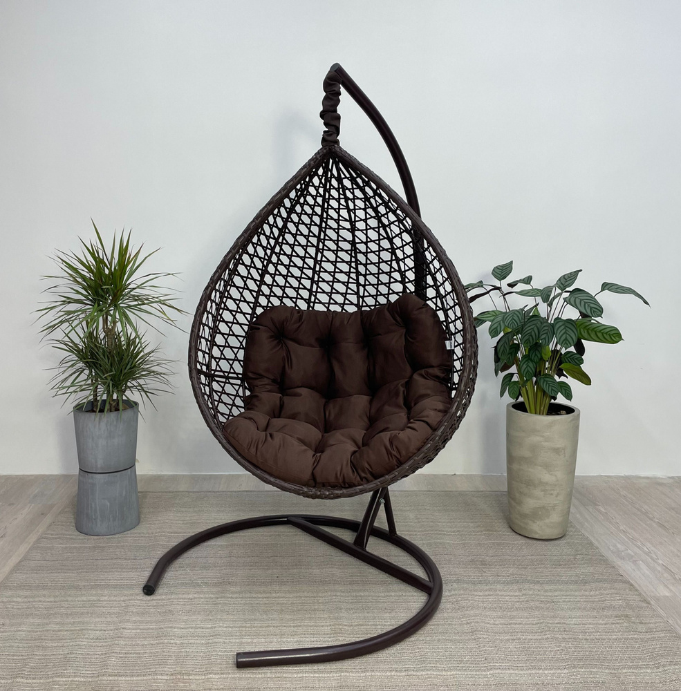 Подвесное кресло-кокон MONTBLANC коричневый + каркас (шоколад подушка Relax)  #1