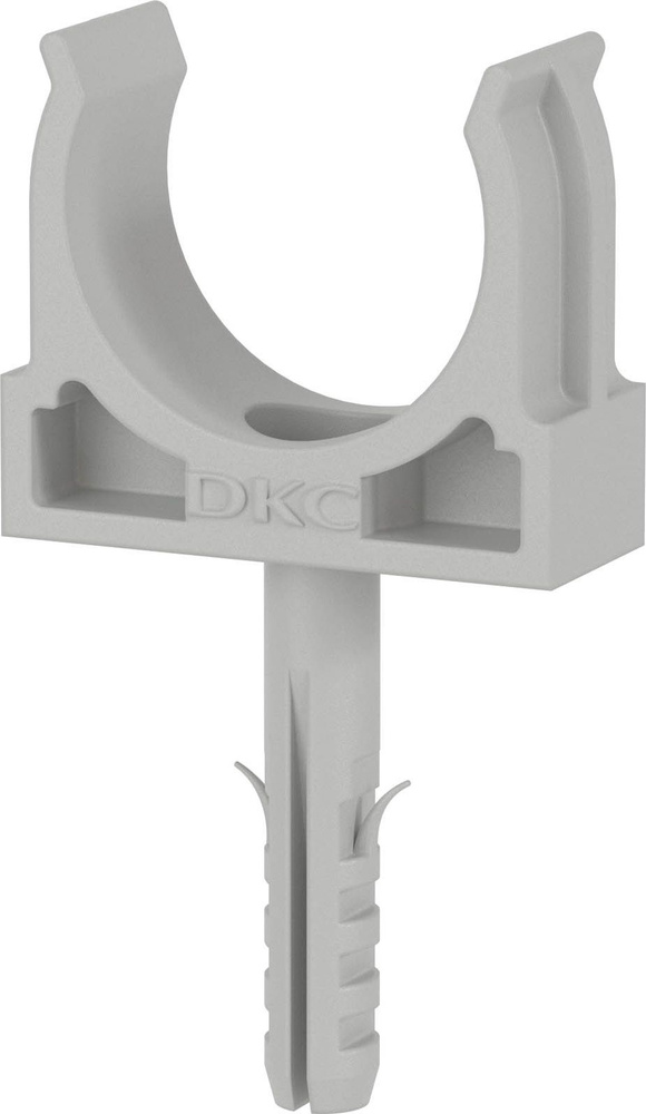Клипса для крепления труб DKC / ДКС закрывающаяся с дюбелем, диаметр 32мм, серая, 51332R / держатель #1