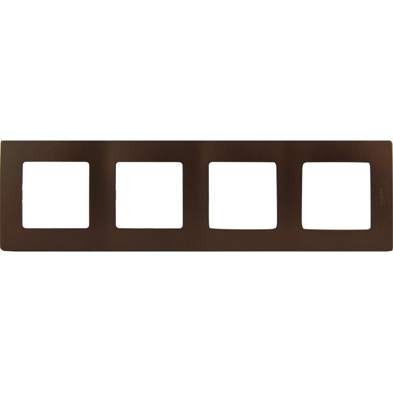Рамка электроустановочная legrand etika, какао, темно-коричневый, 4 пост., 1 шт.  #1
