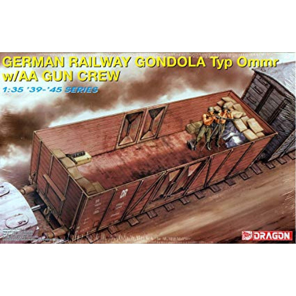 Dragon Сборная модель 6086 ж/д вагон German Railway Gondola Typ Ommr w/AA Gun Crew 1:35  #1