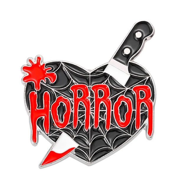 Металлический значок "Horror" (Ужасы), готический мрачный, хоррор, ужасы  #1