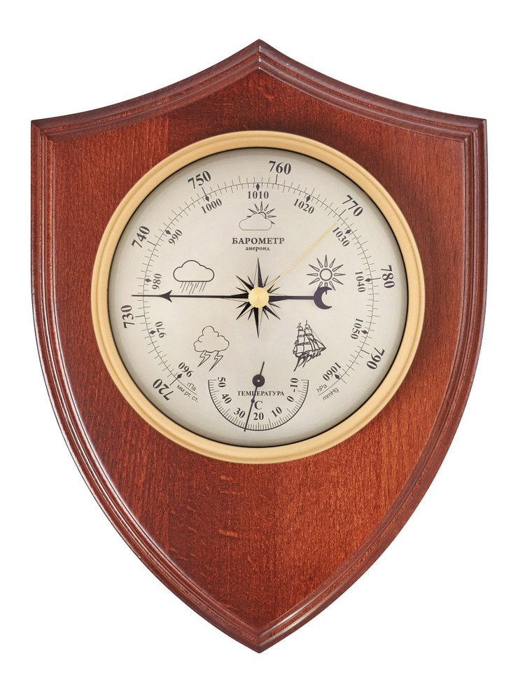 Метестанция БРИГ КМ91372ТБ-М барометр термометр, настенный в деревянном корпусе  #1