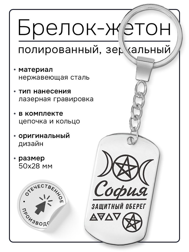 Брелок для ключей женский именной София, Знак Богини, подарок на 8 марта, талисман на удачу, оберег от #1