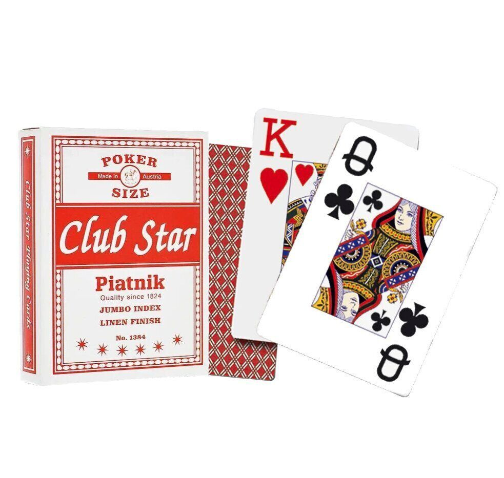 Карты для покера piatnik Club Star, джамбо индекс,1824, красная рубашка, 55л  #1