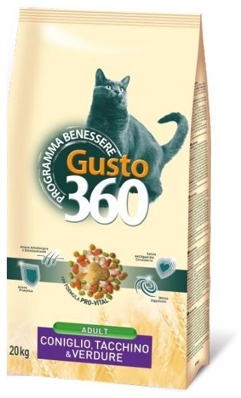 Gusto Cat 360 Coniglio 20 кг - Корм для взрослых кошек со вкусом кролика, индейки и овощей, 20кг  #1