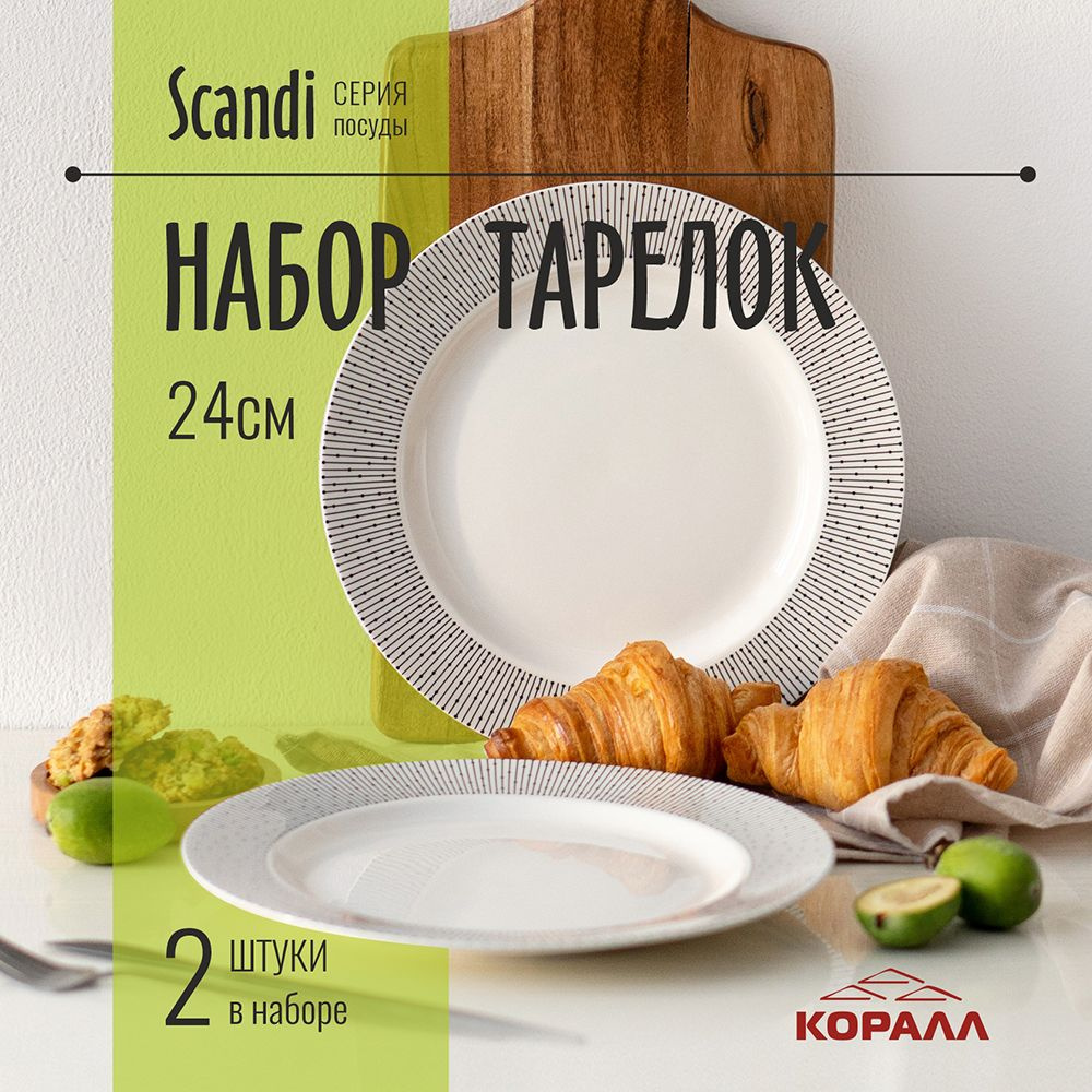Тарелки набор 2 шт. тарелка обеденная 24 см фарфор Scandi #1