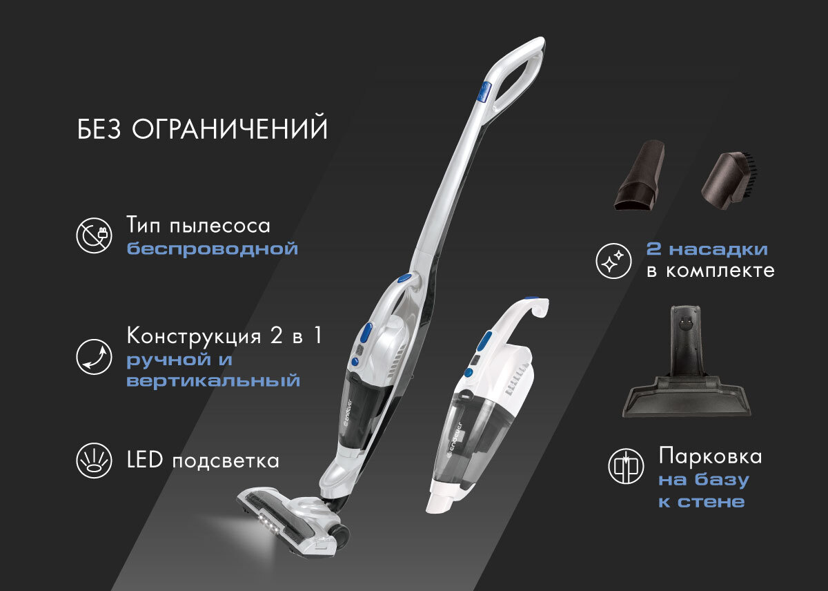 Вертикальный пылесос циклонного типа аккумуляторный ENDEVER SKYCLEAN VC-301