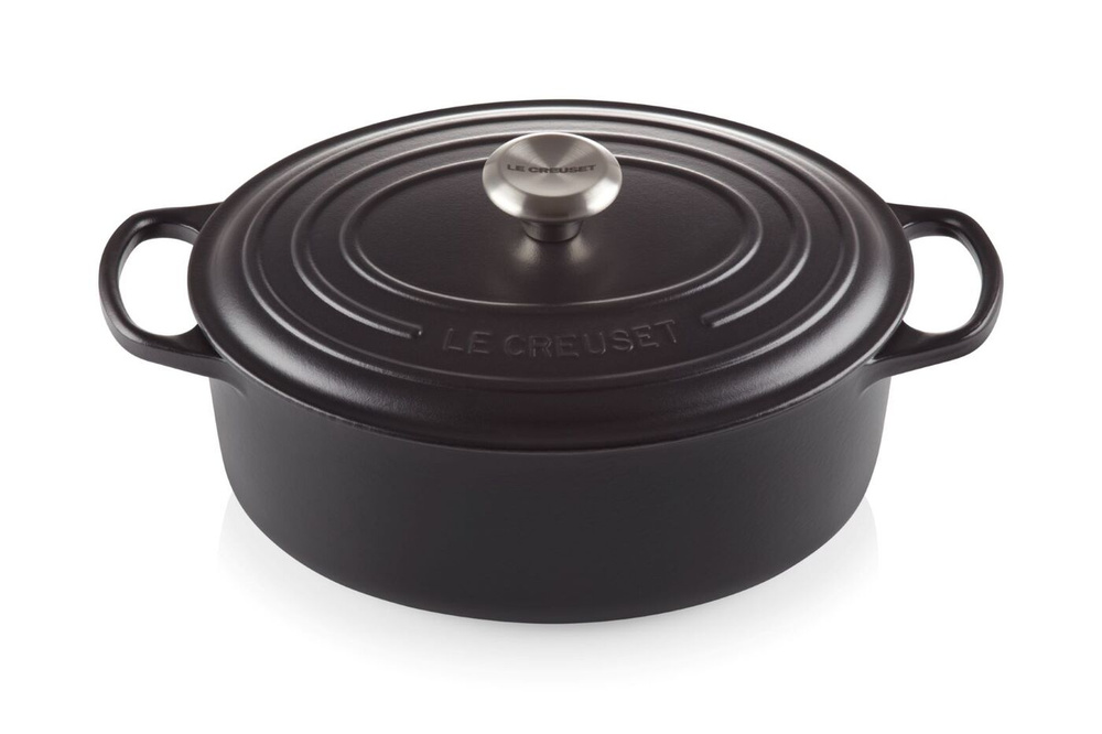 Чугунная эмалированная овальная кастрюля, 27 см, 4.1 л, Le Creuset, Чёрный матовый  #1