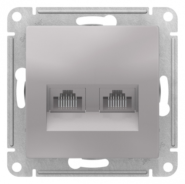 Розетка электрическая System Electric AtlasDesign Алюминий 2-ая компьютерная RJ-45 RJ-45 ATN000385  #1