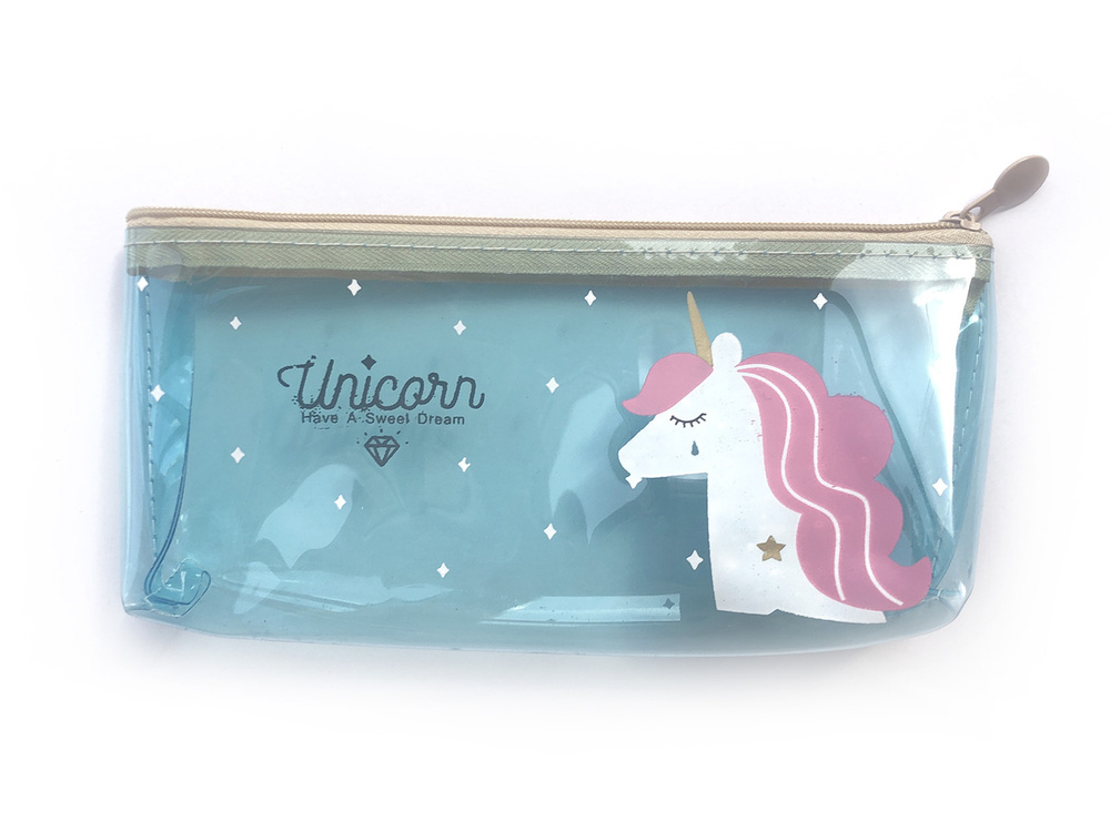 Пенал ПВХ прозрачный Unicorn (голубой) #1