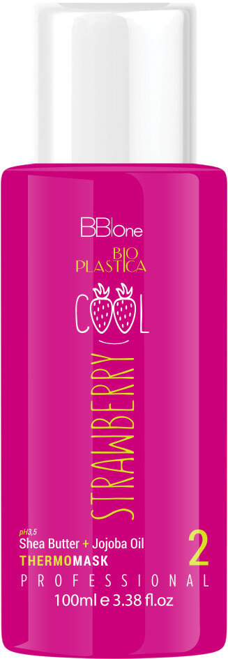 BB one Маска кератин для выпрямления вьющихся волос Bioplastica Cool Strawberry THERMO MASK step 2, 100 #1