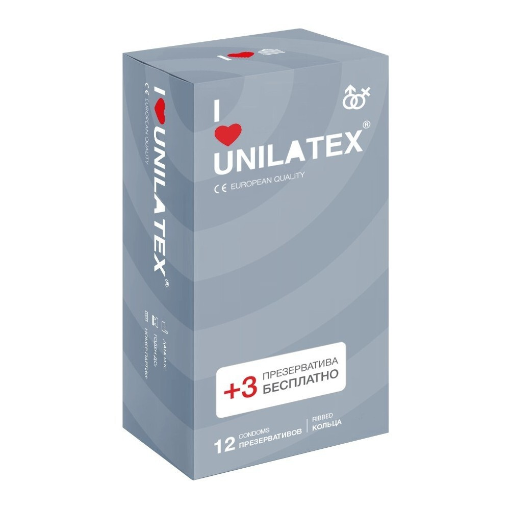 Презервативы Unilatex Ribbed 12+3 шт в подарок 3021Un #1