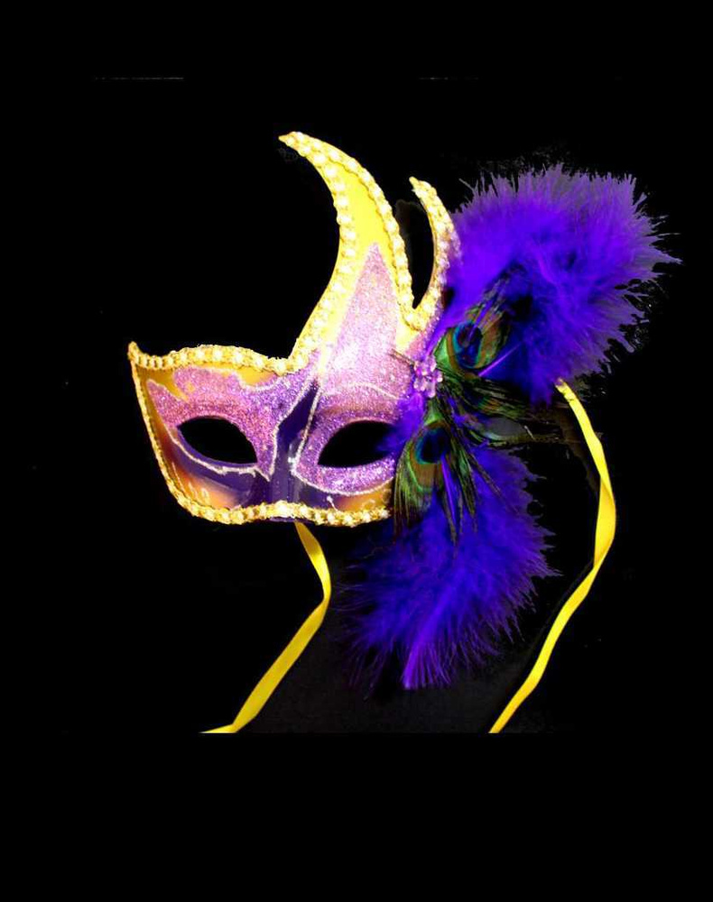 Карнавальная венецианская маска фиолетовая 23 см #1
