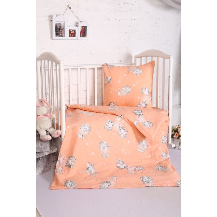 Постельное бельё BABY Мамонтенок , цвет персик 112х147 см, 110х150 см, 60х60 см, бязь  #1