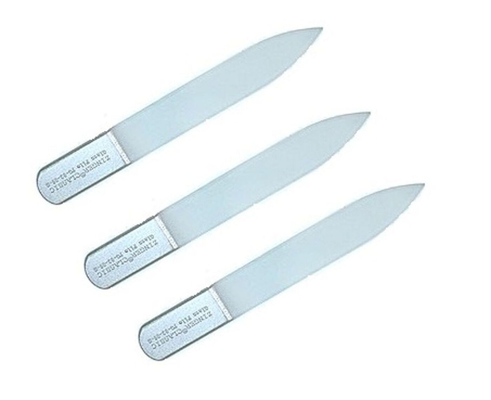 Zinger Пилочка для ногтей стеклянная (FG-02-09-S) 2-сторонняя (90мм) серебристого цвета, пилка маникюрная #1