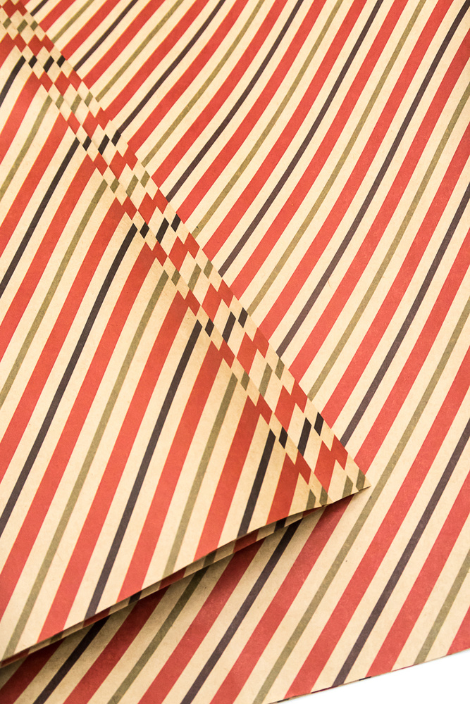 Бумага упаковочная подарочная крафт "косые полосы", в наборе 4 листа 70х100см, Т-Пак  #1