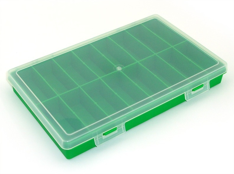 Коробка для приманок PlBOX 2816 (16 ячеек) 280 х 185 х 40 мм, цв. Зелёный  #1