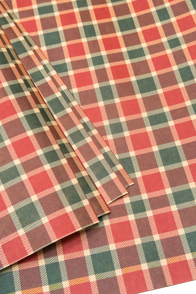Бумага упаковочная подарочная крафт "винтажная шотландка", в наборе 4 листа 70х100см, Т-Пак  #1