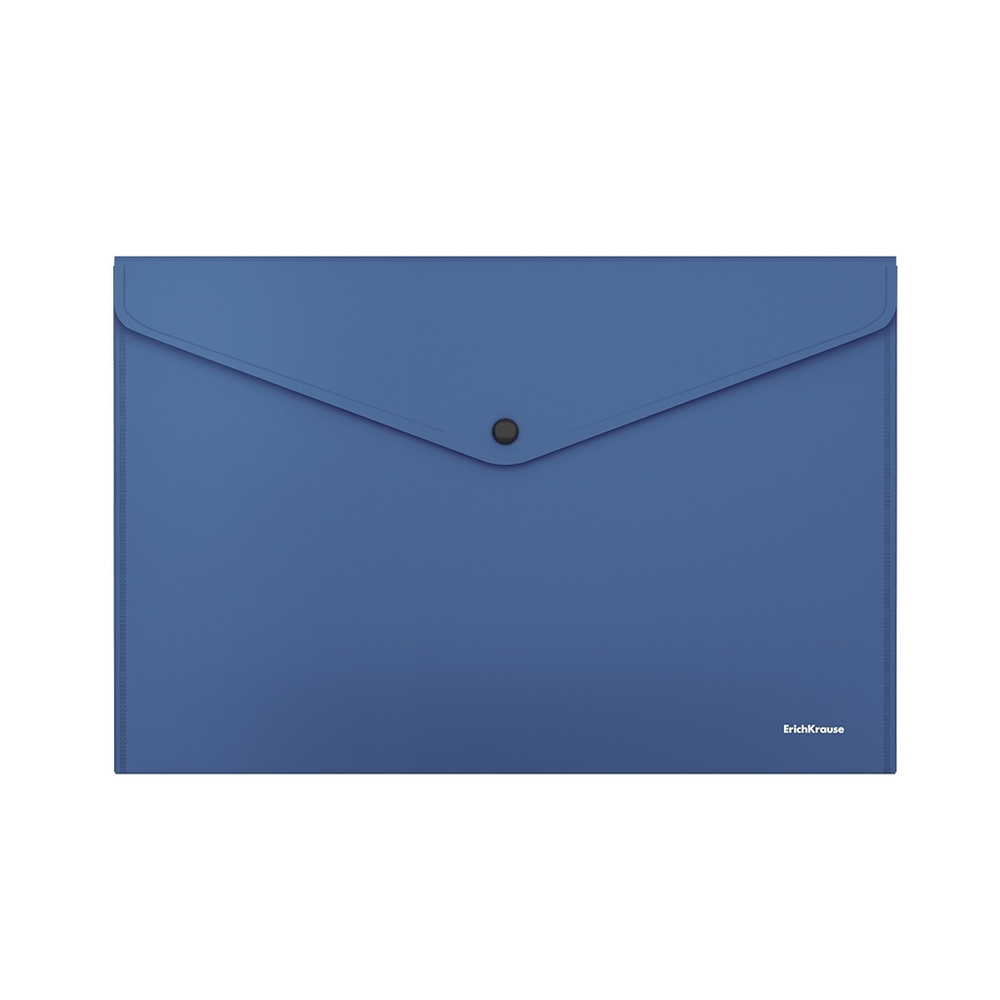 Папка-конверт на кнопке пластиковая ErichKrause Fizzy Classic, непрозрачная, А4, синий (в пакете по 12 #1