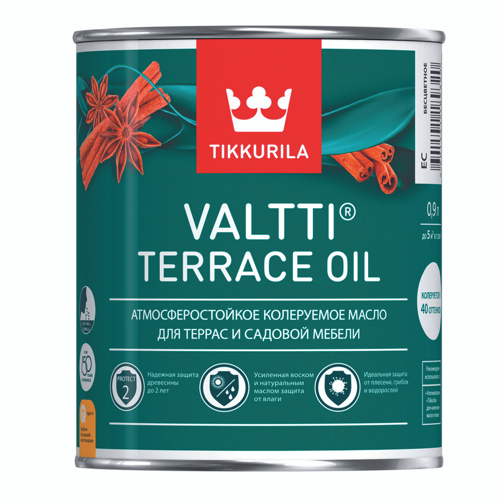 Масло атмосферостойкое для террас и садовой мебели Valtti Terrace Oil (Валтти) TIKKURILA 0,9 л бесцветное #1