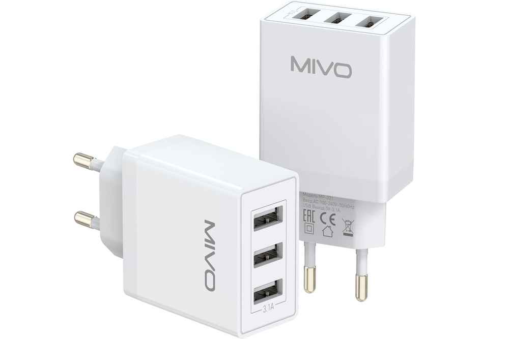Сетевое зарядное устройство Mivo MP-331 3 USB 3.1A #1