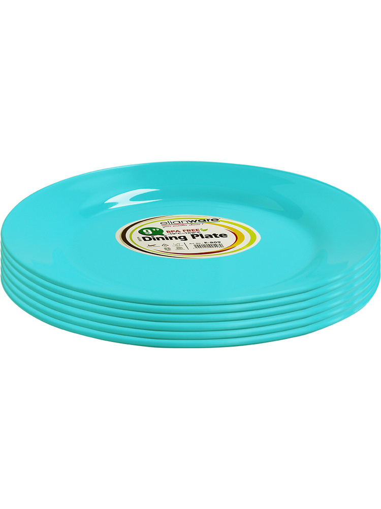 Набор пластиковых тарелок, для пикника, плоские, 22,8см, цвет голубой, 6шт  #1