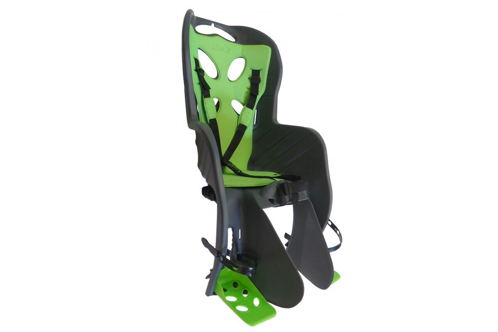 Велокресло сиденье 01-100087 детское на подседельный штырь CURIOSO DELUXE темно-серое с зеленой вставкой #1