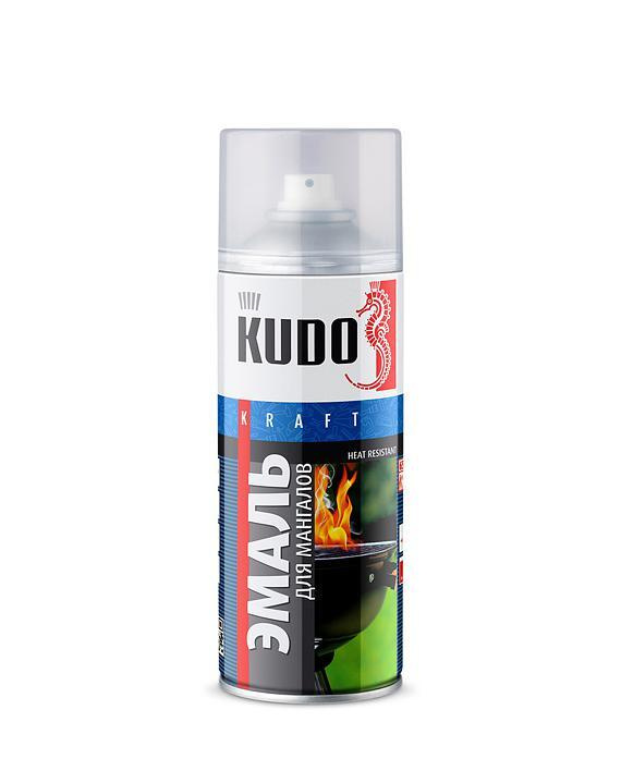 KUDO Аэрозольная краска Термостойкая, до 800°, Кремнийорганическая, Матовое покрытие, 520 л, 0.39 кг, #1