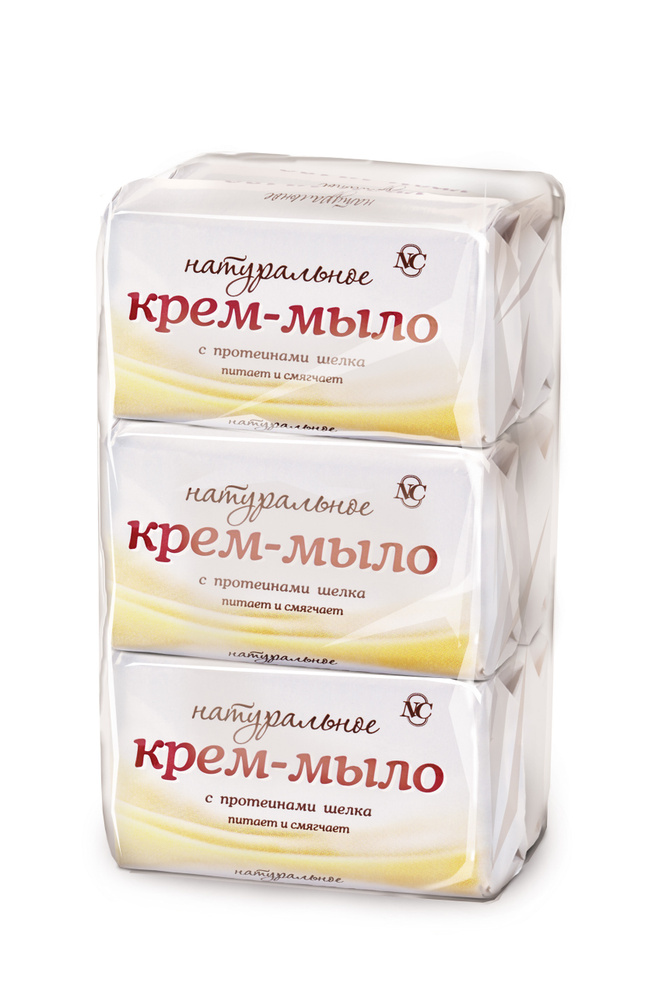 Крем-мыло с протеинами шелка Натуральное Невская Косметика, нежный уход, 6шт по 90г  #1