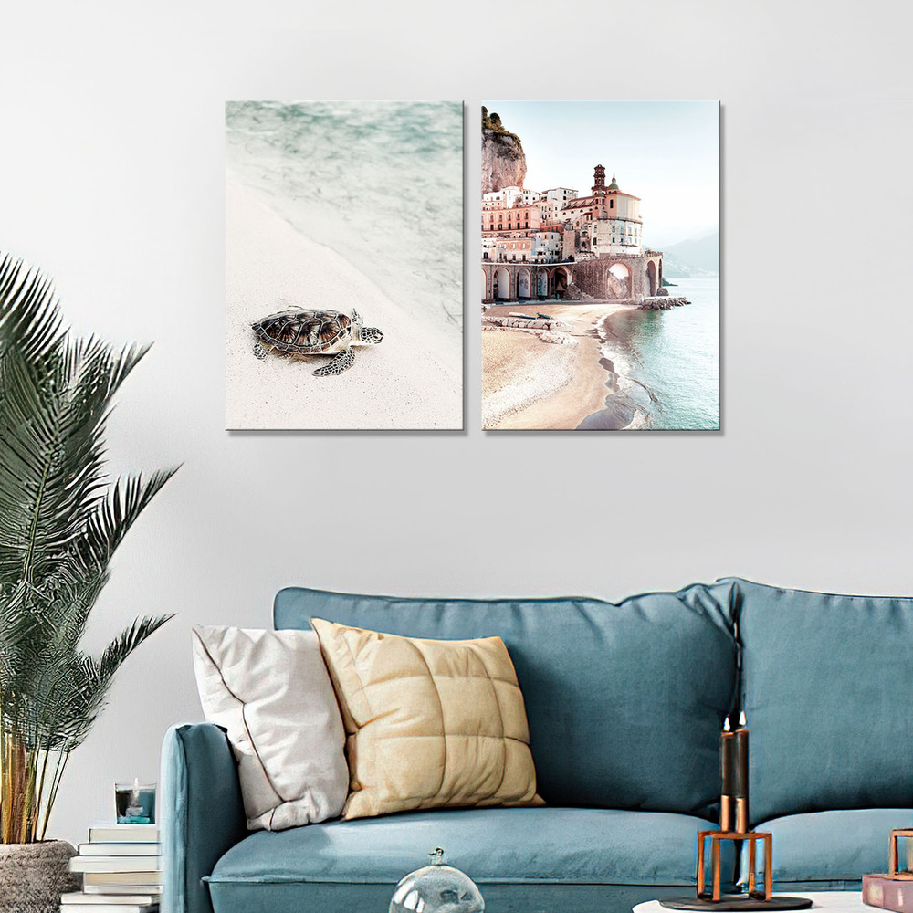 Интерьерная модульная картина на холсте на стену / Солнечный пляж ...