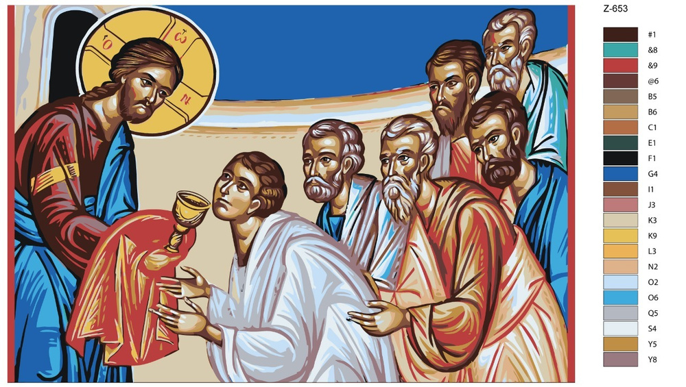 Картина по номерам Z-653 "Икона: Причащение Апостолов" 60x90 #1