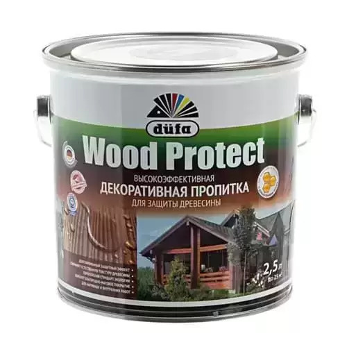 Антисептик для дерева с воском Dufa Wood Protect бесцветный, 2.5 л  #1